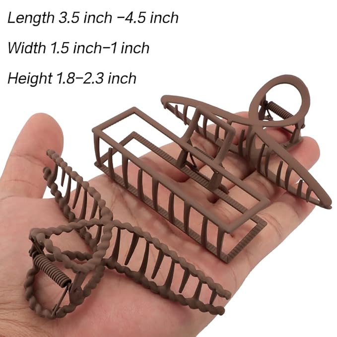 Large Metal Claw Clips for Thick and Long Hair, Butterfly Hair Styling Accessories, Hair Clamps for Women (Dark Coffee)