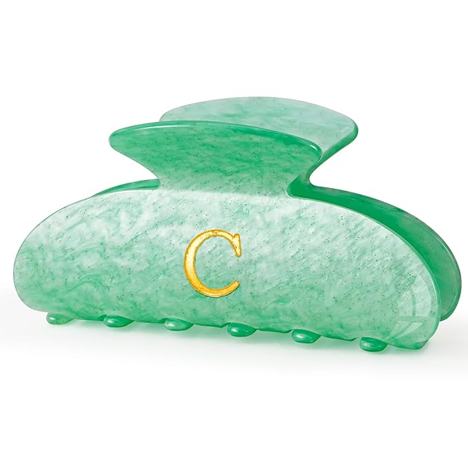 Preppy Hair Clips Hair Claws for Women Her - Personalized Cute Initial Hair Clips for Girlfriend Bridesmaid Wife Mom | Hair Claw Accessories for Friend | Birthday Gift Idea - Green,C