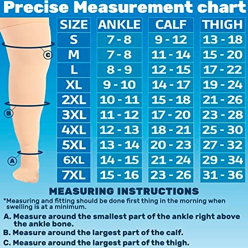 ABSOLUTE SUPPORT Plus Size Medical Compression Stockings for Women & Men 20-30mmHg - Unisex Wide Calf Thigh High Compression Stockings for Maternity, Thrombosis, Sclerotherapy - Beige, 5X-Large
