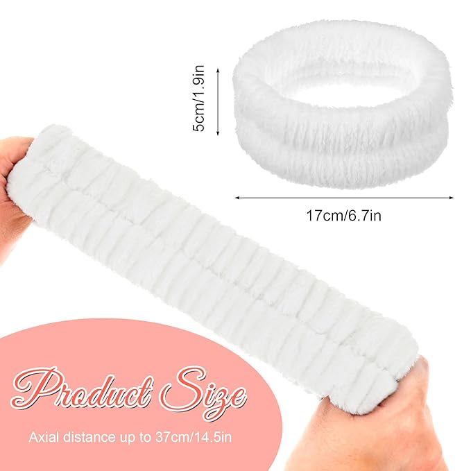 2Pcs Spa Headband, Make Up Headband Hair Head Band for Face Washing Hair Bands Men Absorbent Elastic Skin Care Head Band Wrap for Women Yoga Sports Shower Exercise (Blue, White)