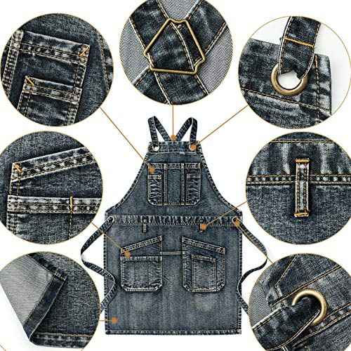 Jeanerlor - Washing Style Work Hairdresser Apron with Pockets for Women and Men