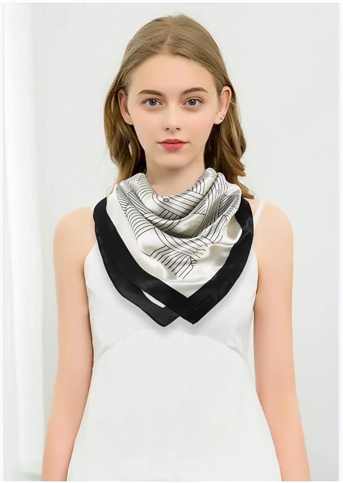 vimate 35" Square Silk Like Head Scarf - Women's Fashion Satin Scarf Bandana for Hair Wrapping at Night.
