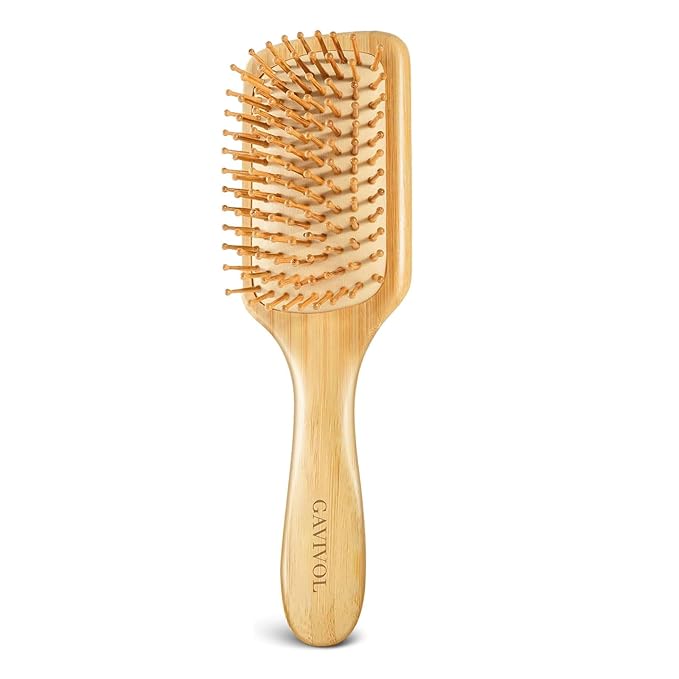 Bamboo Hair Brush for Hair Growth Natural Bamboo Bristles Detangling Wooden Hair Brush with Ergonomic Handle Ideal for Scalp Massage Perfect for Women Men and Kids All Hair Types