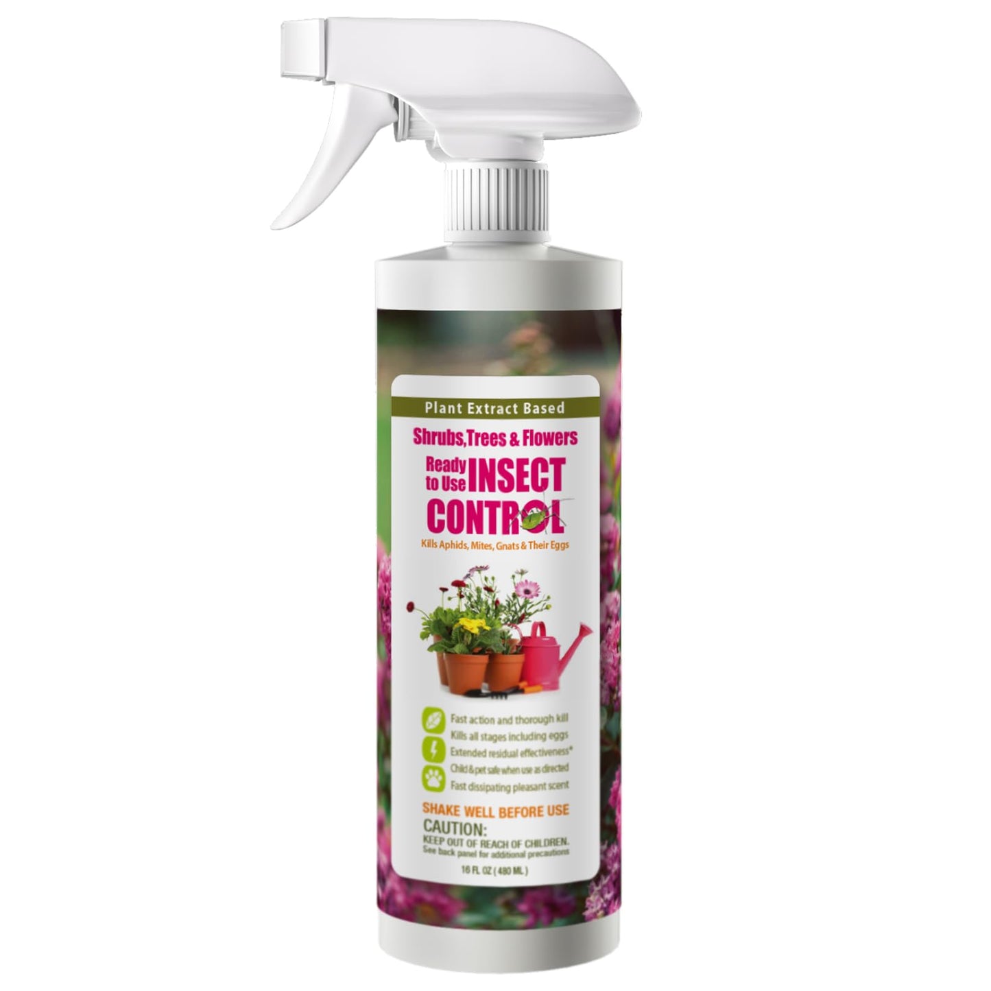 EcoVengerÂ® Garden Insect Control 16 oz | Kills Aphids Mealybugs Spider Mites Gnats and Eggs | Indoor Outdoor | Plant-Based Child and Pet Safe