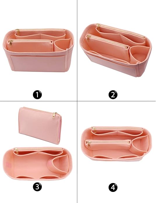LEXSION Felt Purse Bag Organizer Insert with zipper Bag Tote Shaper Fit Speedy Neverful PM MM