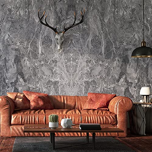 burgeliy 3D Grey Marble Vinyl Wrap Protector Auto Modification Wallpaper 15.8"x80" Classic Style, Waterproof, Heat-Resistant,Thickened Peel and Stick, Countertops, Cabinets, Self Adhesive Tint Film