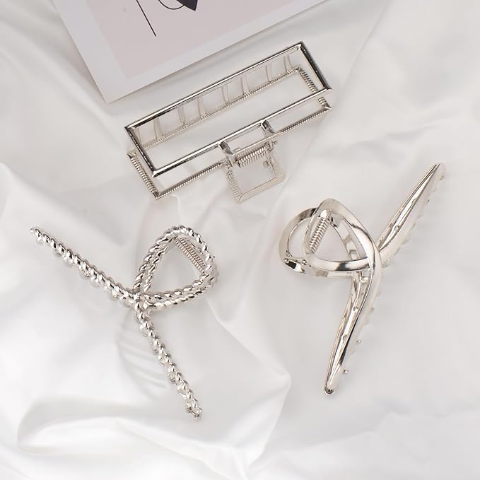 Mehayi 3 PCS Metal Large Hair Claw Clips for Thick Heavy Hair, Big Non-Slip Hair Catch Barrette Jaw Clamp, Strong Hold Claw Barrettes for Long Hair, Fashion Hair Styling Accessories for Women Girls