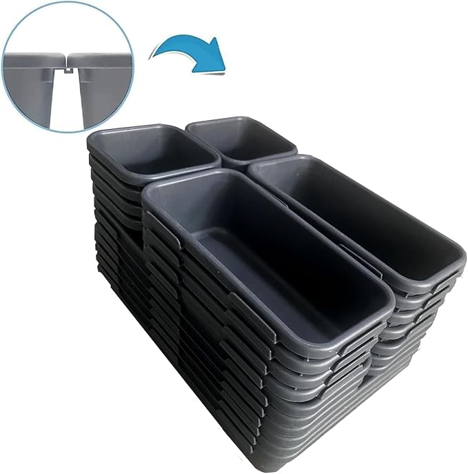 Kutesna 25 PCS Interlocking Desk Drawer Organizer Separator for Office,Bathroom,Kitchen,Makeup,ToolÃ¯Â¼Â4 SizesÃ¯Â¼Â