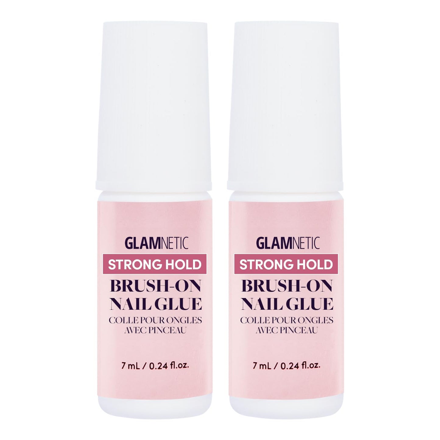Glamnetic Super Strong Brush On Nail Glue (2 Bottles) | Brush Tip Applicator, Mess Free, Travel Friendly, Vegan | Durable & Long-Lasting | .24 fl. oz.
