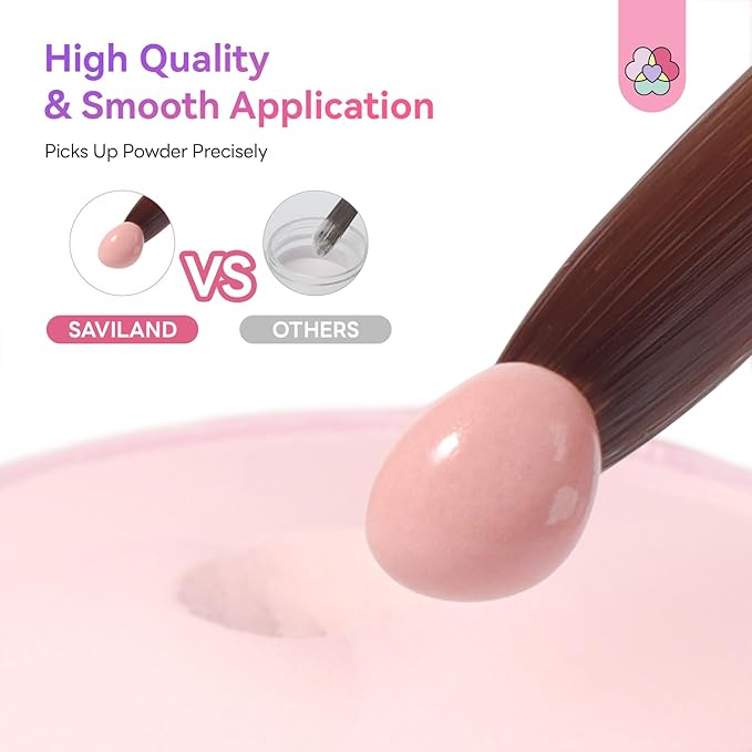 SAVILAND Kolinsky Acrylic Nail Brush Set: Size 6,10,12,14 Professional Manicure Brushes with Gradient Pink Handle for Acrylic Powder 3D Carving & Nail Art Extension Tools Kit Salon Home DIY