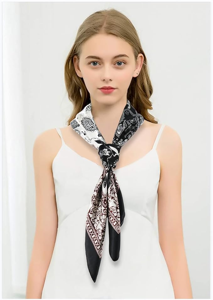 vimate 35" Square Silk Like Head Scarf - Women's Fashion Satin Scarf Bandana for Hair Wrapping at Night.