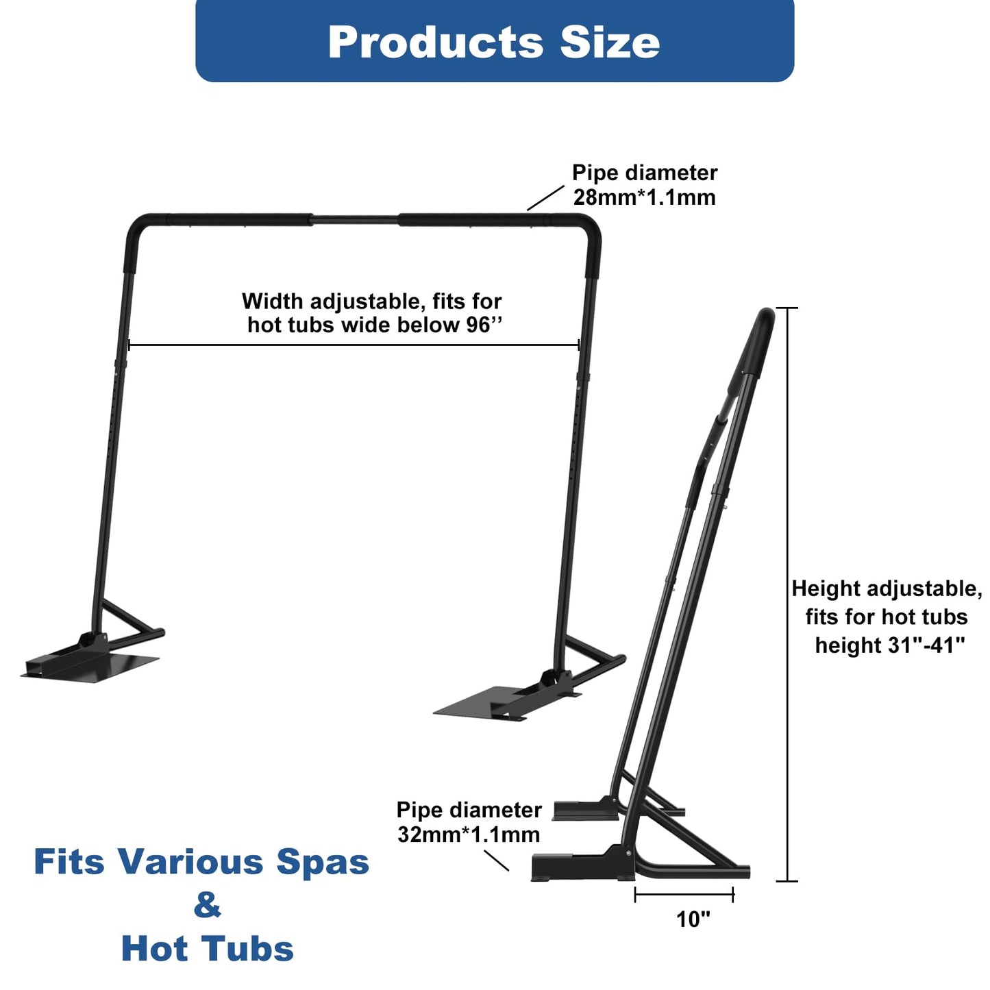 TOCRETOARE Hot Tub Cover Lifter, Spa Cover Lift, Hot Tub Cover Lift Removal System Height 31-41 Inch Adjustable, Fit for Most Spa Hot Tubs