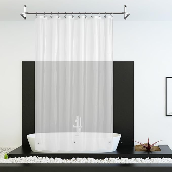 Mrs Awesome 72x96 X-Long Frosted Shower Curtain Liner with Magnets, Extra Long PEVA Plastic Shower Curtain for Bathroom, 72 x 96, Frost