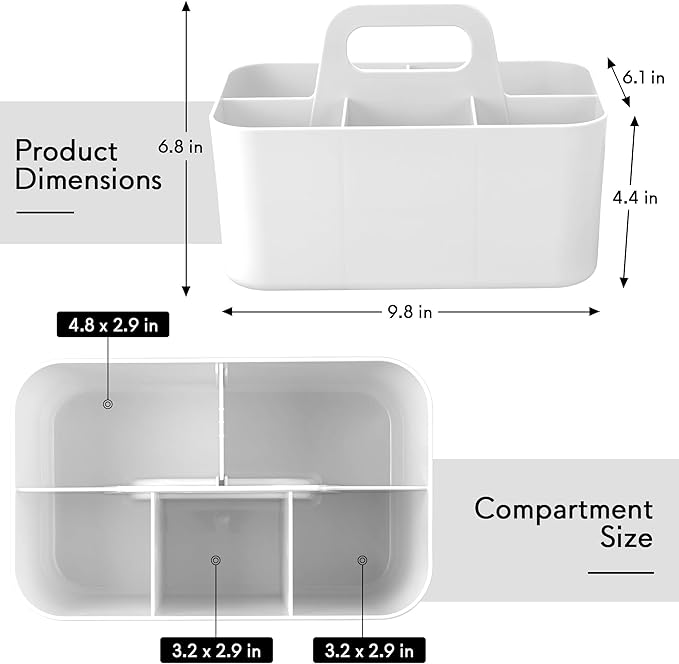 Tiawudi Multipurpose Caddy Organizer, Plastic Caddy with Handle, Stackable Desk Organizer for Stationery, Marker and Pencil, Office Supplies Organizer, Dorm Caddy