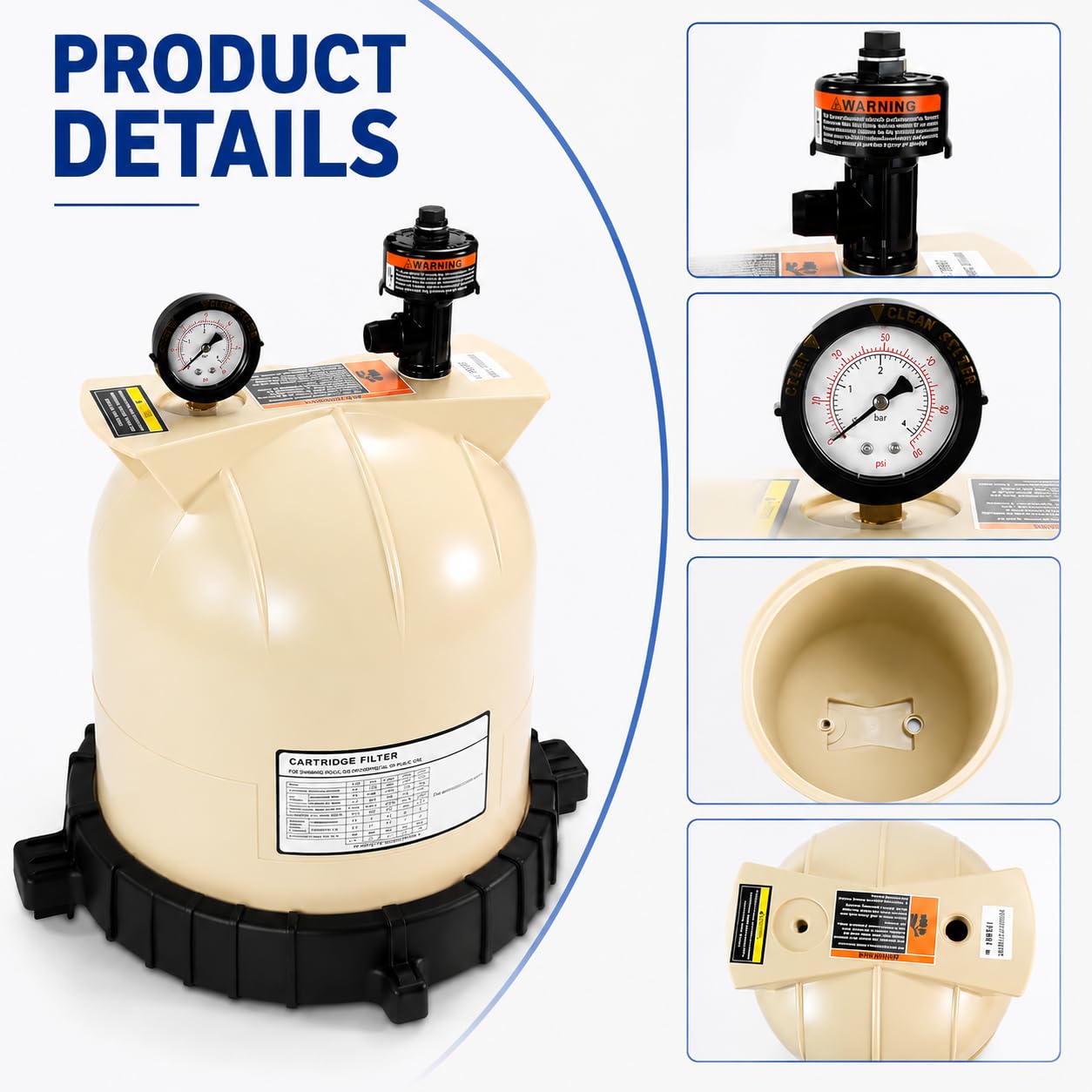 LOTMOVE Pool Filter Lid Assembly Kit Compatible with Pentair Clean & Clear CC75 CC150 CC200 Filters, Includes 178561 Lid, 190058 Pressure Gauge, 9820980 Air Relief Valve & 59052900 Lock Ring