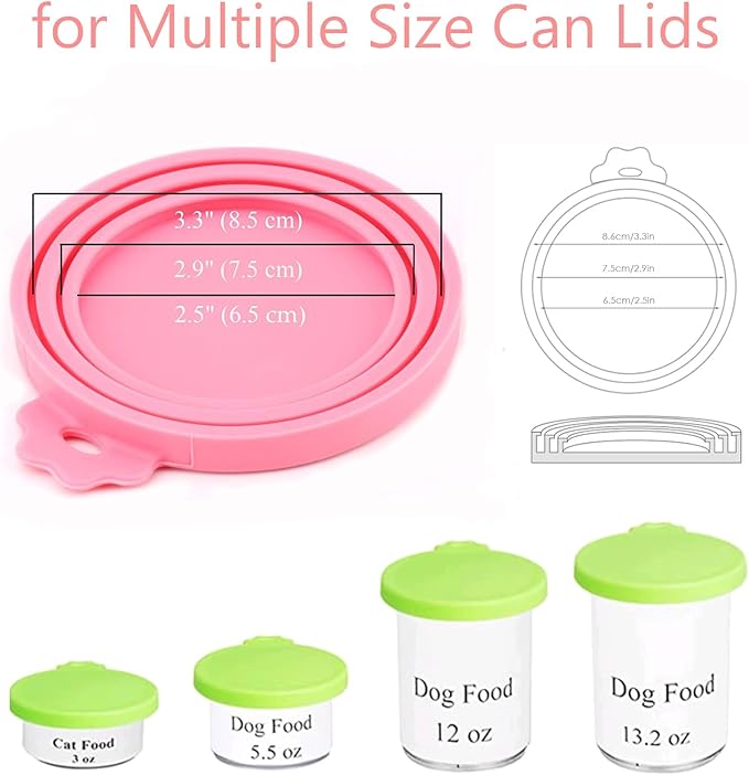 4 Pack Pet Food Can Cover Silicone Can Lids for Dog and Cat Food(Universal Size, One fit 3 Standard Size Food Cans)