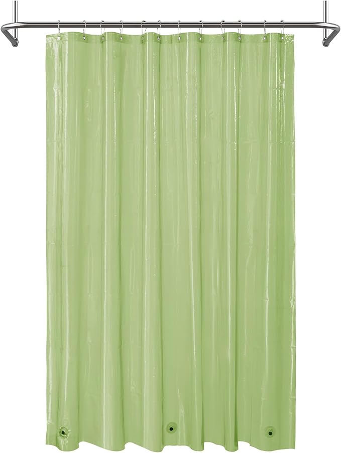 Mrs Awesome Clear Green Shower Curtain Liner with 3 Magnets, 72x72 Premium Flexible Sturdy Plastic Shower Curtain for Bathroom Waterproof, Clear Green
