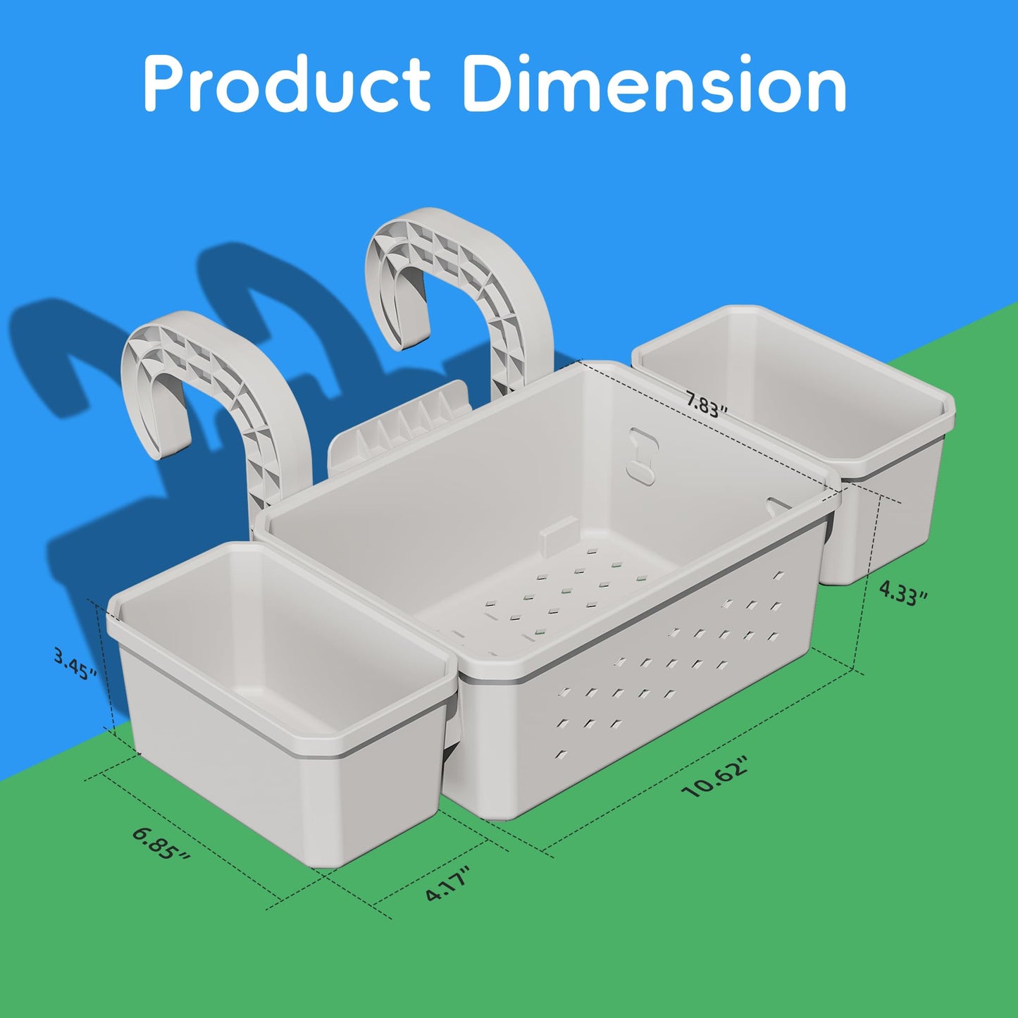 Kompoll [Patented] Poolside Storage for Above Ground Pool Accessories, Thickened Plastic Pool Basket with 2 Pool Cup Holder, Multifunctional Poolside Holder Fits for Most Frame Pools (2 Pack)