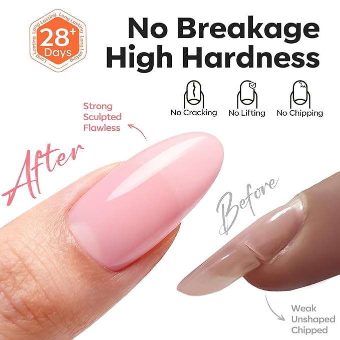 modelones Builder Nail Gel 3 Colors French Tip, 10-in-One Builder Clear Nude Pink Hard Gel Nail Kit with Dual End Brush, Acrylic Clamps, Paper Forms for Extension Apex Building Sculpting LED Cured