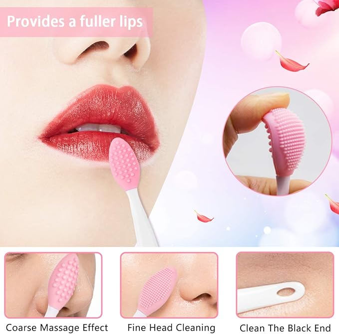 5PCS Silicone Scrubber Set, Lip Scrub Brush, Silicone Face Cleansing Brush, Face Applicator Tool and 2PCS Exfoliating Brushes for Men Women