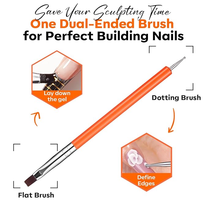 modelones Builder Nail Gel 3 Colors French Tip, 10-in-One Builder Clear Nude Pink Hard Gel Nail Kit with Dual End Brush, Acrylic Clamps, Paper Forms for Extension Apex Building Sculpting LED Cured