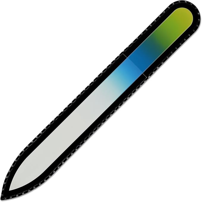 Mont Bleu Rainbow Crystal Nail File in Black Pouch - Czech Tempered Glass - Handmade in Bohemia (Czech Republic)