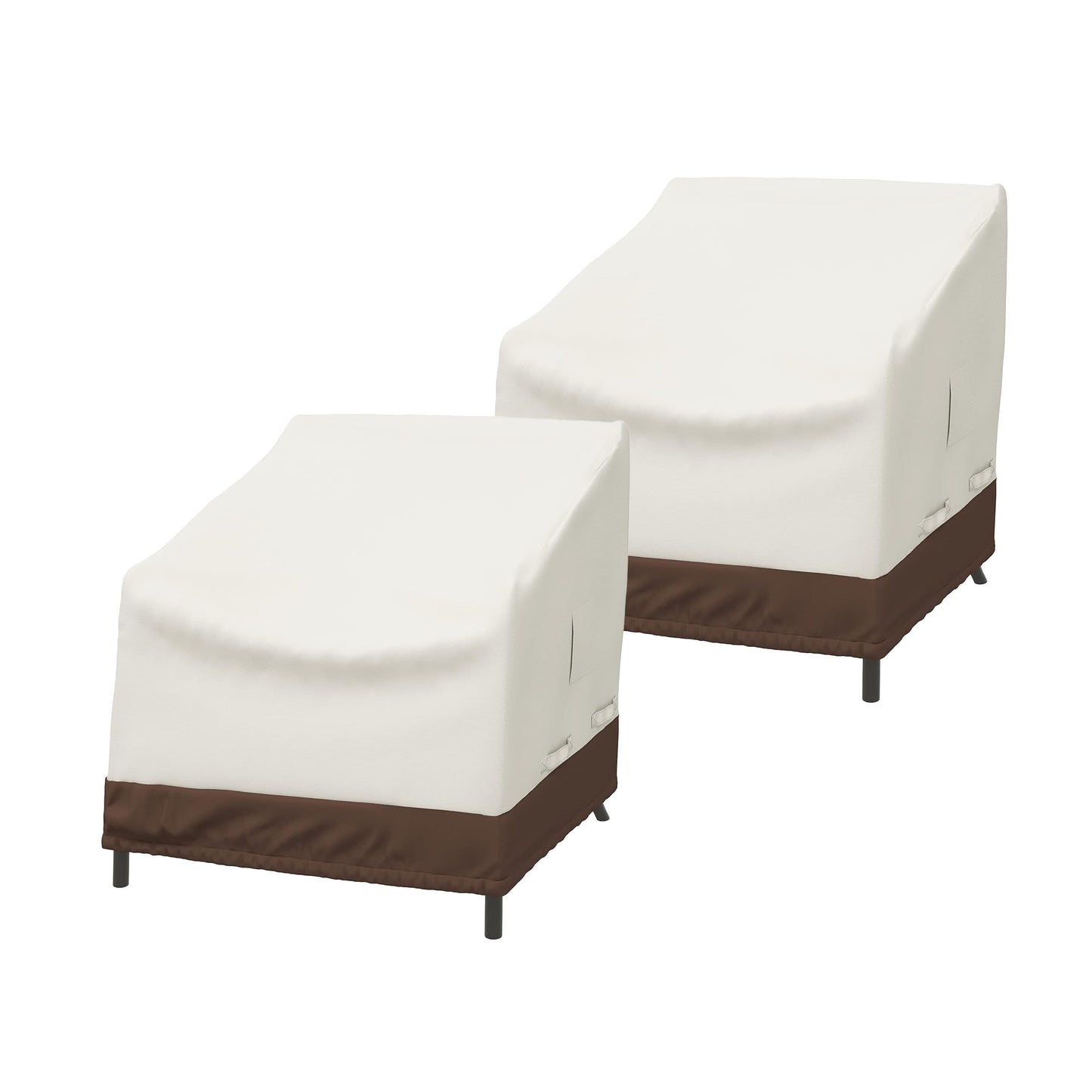 Amazon Basics Patio Chair Lounge Deep Seat Covers, Outdoor Furniture Protection with Straps, Heavy Duty Waterproof Fabric, UV Resistant, Set of 2, 31" x 38" x 29", Beige/Tan