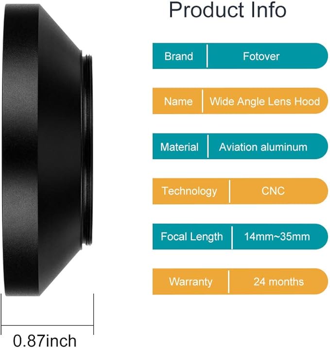 52mm Wide Angle Lens Hood,Universal Metal Lens Hood Sunshade with Centre Pinch Lens Cap for Canon Nikon Sony Pentax Olympus Fuji Camera +Microfiber Cleaning Cloth