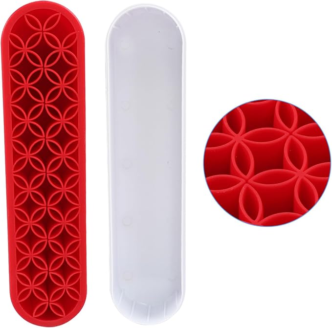 Red Silica gel Makeup Brush Holder Box Multi-Purpose Silica gel Make Up Brush Storage Stand Rectangle Multipurpose Painting Pen Holder for Brushes,Art Craft and Painting Brushes