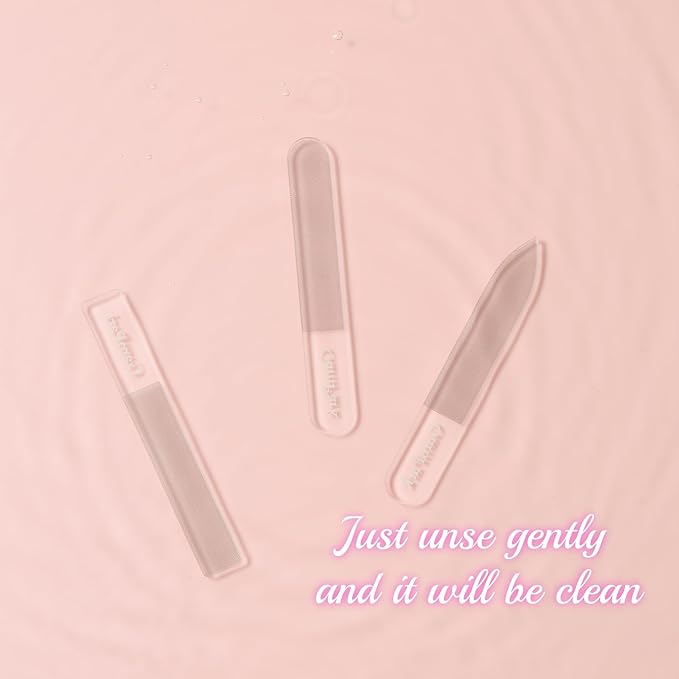 3PCS Glass Nail Files for Natural Nails - Reusable High-Quality Glass Nail File with Fine Abrasive Particles, Trims Shines and Buffs Nails, Safe Nail-Friendly Physical Polishing