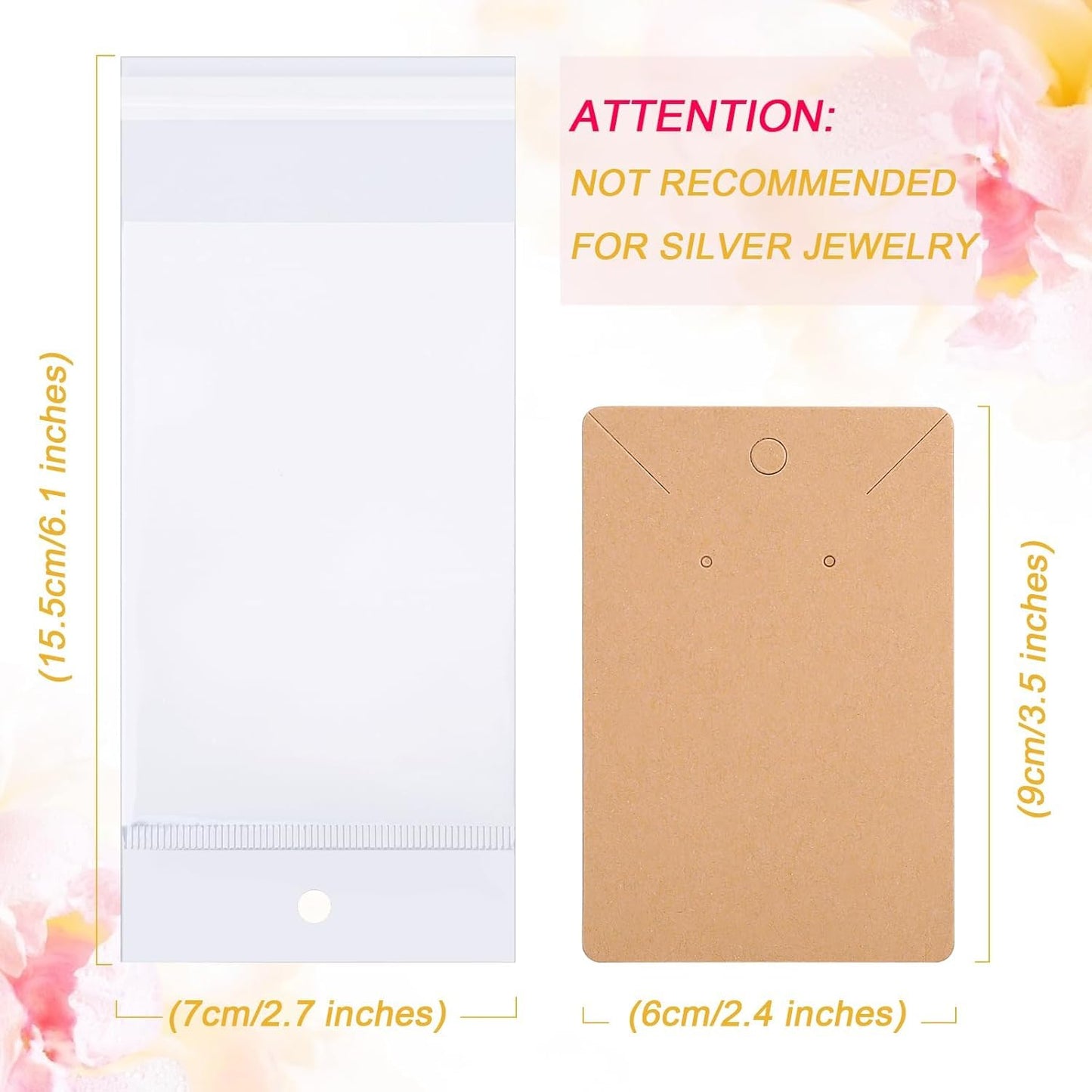 ovsor Works Great 500 Pcs Earring Display Cards - Well-made Earring Cards with Good Paper Quality, Plus Clear 500 Pcs Packaging Bags That Don't Tear Easily, for Earrings Necklace Jewelry Packaging