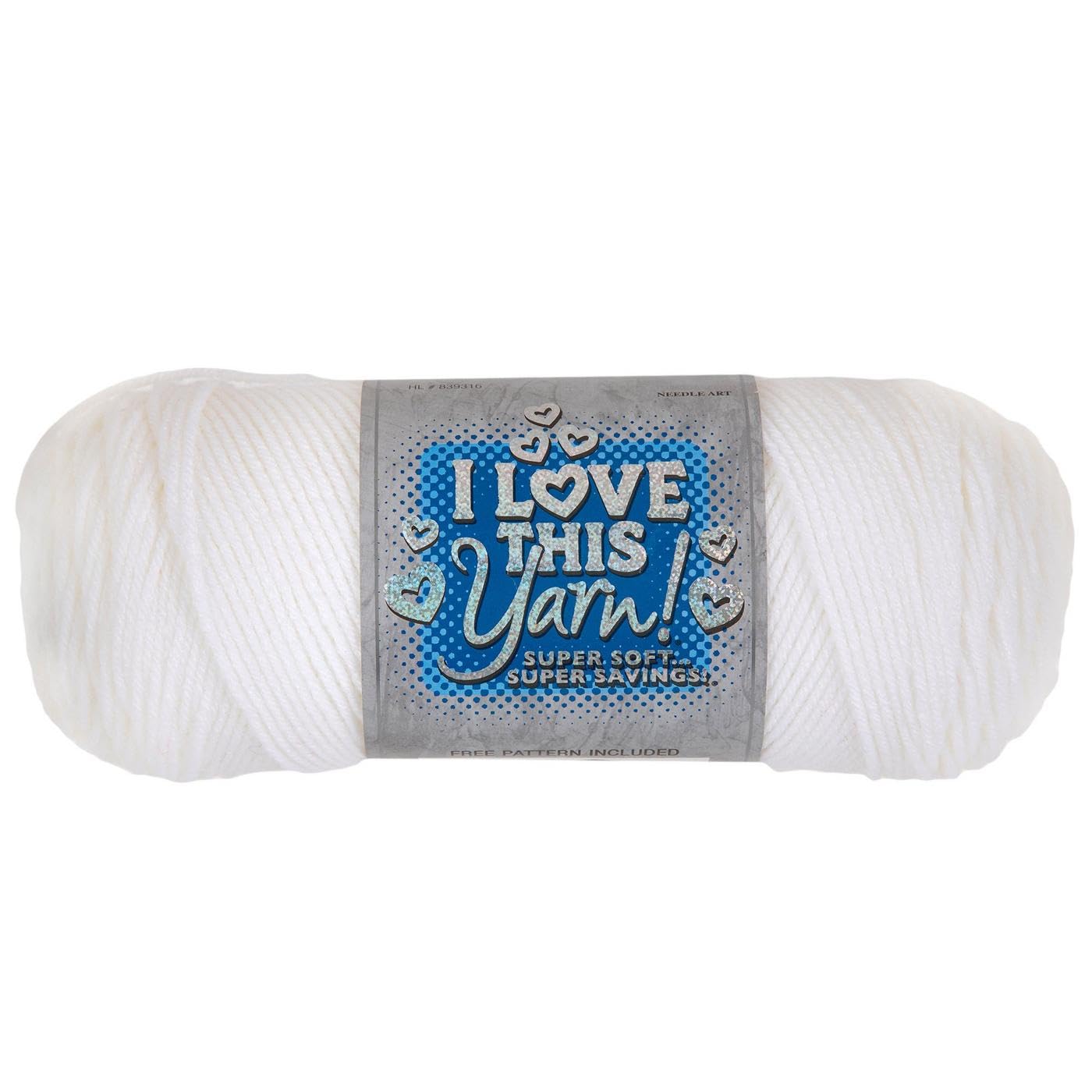 Hobby Lobby I Love This Yarn - 4 Medium 100% Acrylic Yarn for Crocheting & Knitting Blankets, Hats & Accessories, Set of 2, 10 White