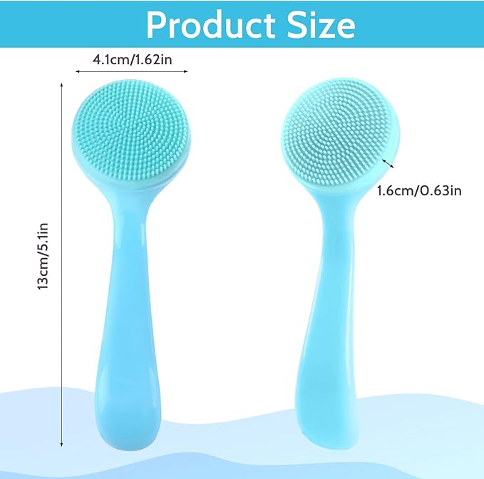 2Pack Silicone Face Brush Manual Face Scrub Brush Soft Facial Brushes Waterproof Exfoliating Face Brush Skin Friendly Face Cleaner Brush for Women and Men Blackheads Makeup Residues Removal(Blue)