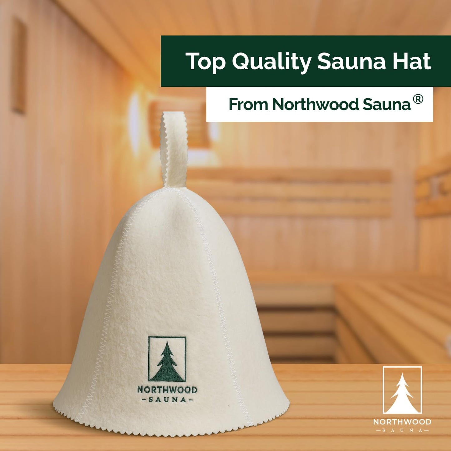 Northwood Sauna - Sauna Hat - 100% Wool Felt - Banya Hair Cap for Men & Women - One-Size-Fits-All - Spruce Green & Soft Beige (2 Pack)