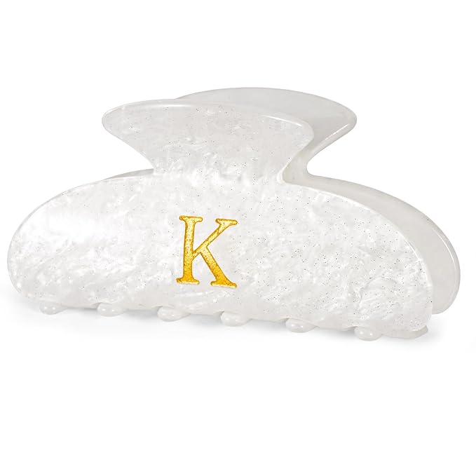 Christmas Gifts for Teenage Girls Stocking Stuffers for Teen Girls | Claw Clip Initial Hair Clips | Personalized Hair Claws | 8 9 10 11 12 13 14 15 16 Years Old Girl Gift Trendy Stuff - White,K