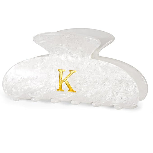Christmas Gifts for Teenage Girls Stocking Stuffers for Teen Girls | Claw Clip Initial Hair Clips | Personalized Hair Claws | 8 9 10 11 12 13 14 15 16 Years Old Girl Gift Trendy Stuff - White,K