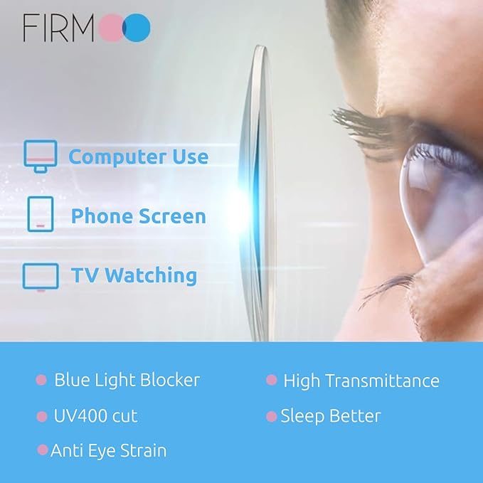 Firmoo Oversized Blue Light Glasses for Women Men Large Frame Anti Eyestrain & UV Protection Computer Gaming Blue Blocker Eyeglasses(Black)