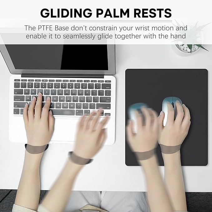 JIKIOU Left-Handed and Right-Handed Truly Ergonomic Wrist Rest for Mouse and Keyboard, Carpal Tunnel Support, Pain Relief, Anti-Fatigue, Easy Glide, Office Computer Laptop Gaming (Left+Right)