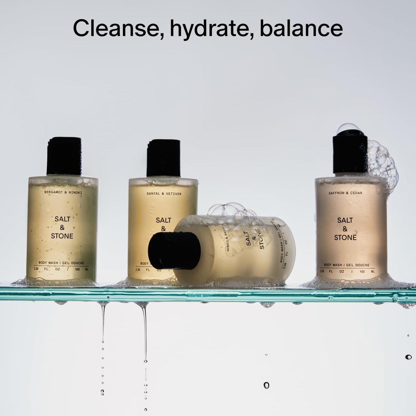 Salt & Stone Body Wash Mini Discovery Set | For Women & Men, Sulfate, Paraben, & Dye Free, Leaving Skin Soft and Hydrated | Travel-Sized Body Wash