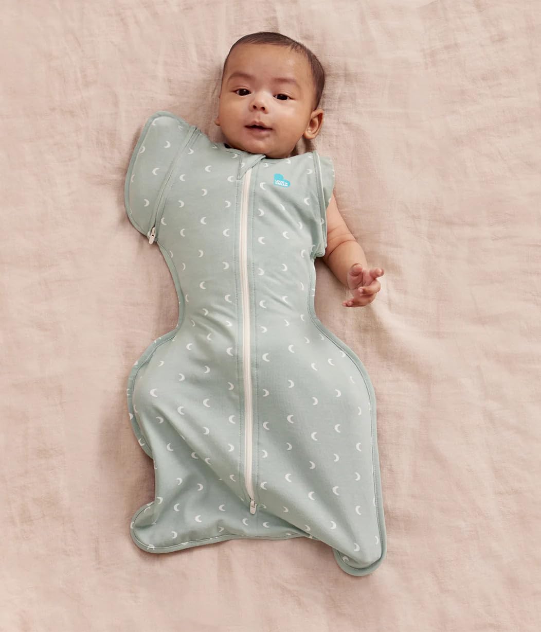 Love to Dream Swaddle Up Transition Bag Original, Arms Up Position, Light and Ultra Breathable Cotton - Sleep Bag - 1.0 TOG - (20-24°C) Ideal for Moderate Temps (Moon Olive, Large, 8.5–11kg)