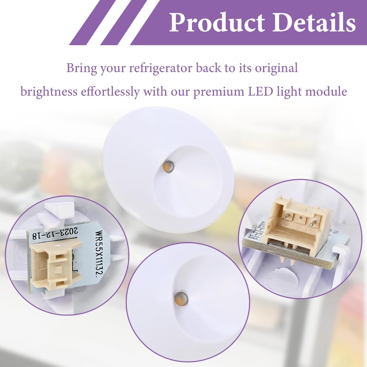 Two installations-WR55X11132 WR55X25754 Refrigerator Led Light and Cover Assembly For GE Refrigerator LED Light 3033142 AP5646375 PS4704284（White）