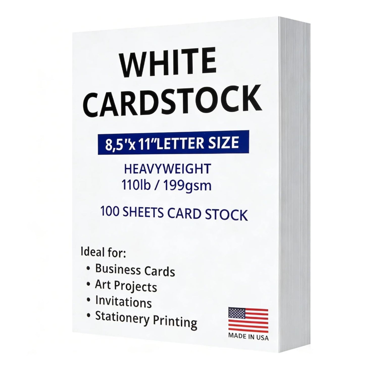 Veritas White Cardstock 8.5 x 11”, 110LB/199GSM Heavyweight Card Stock, 100 Sheets, Thick Cardstock Printer Paper for Copy, Printing, Art Projects, Invitations, Made In USA