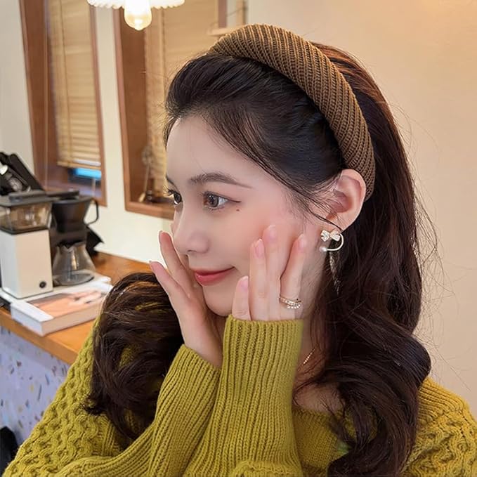 Headbands for Women Wide Knitted Hairbands Fashion Non Slip Headband for Women's Hair Cute Solid Colors Hair Accessories 4pcs