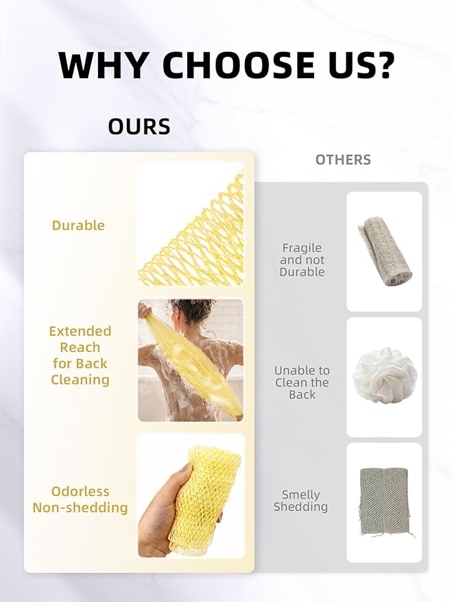 Cleangor 2Pcs African Net Sponge Authentic with Knots - Exfoliating Body Scrubber for All Skin Types, African Bath Sponge, Wash Cloth, Gentle Exfoliation Shower Rag for Women Daily Use