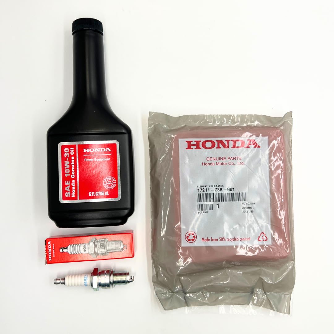 GENUINE TUNE UP KIT FOR HONDA GCV160 GCV170 GCV190LA GCV200 GC190 GC160 GC190 LAWN MOWER HRR216 HRS216 HRX217 HRX217K2 EB2800I EG2800I MOTOR OIL GENUINE AIR FILTER 17211-Z8B-901 SPARK PLUG 98079-55846