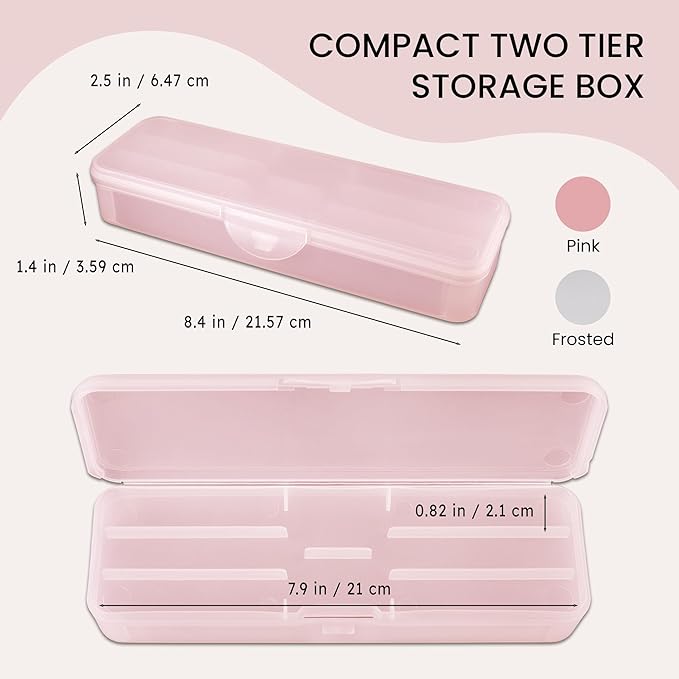 Beauticom Double-Layer Personal Storage Storage Case for Professional Nail Art Pens, Nail Brush, Tools (Pink)