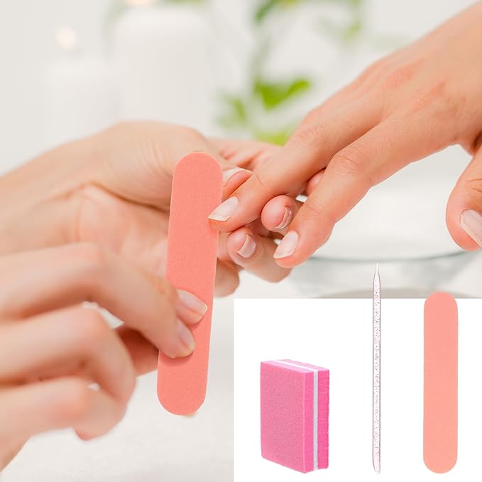 20 Pcs Disposable Manicure Kit Individually Packaged Disposable Nail Supplies with Buffing Block,Nail Files Bulk and Crystal Wand for Salons and Families