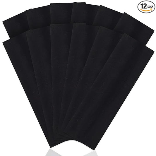 Panleding 12 Pack Sports Headbands for Women, Non-Slip Elastic Soft Hair Bands, Fashion Hair Warp for Workout, Yoga, Running, Fitness, Black