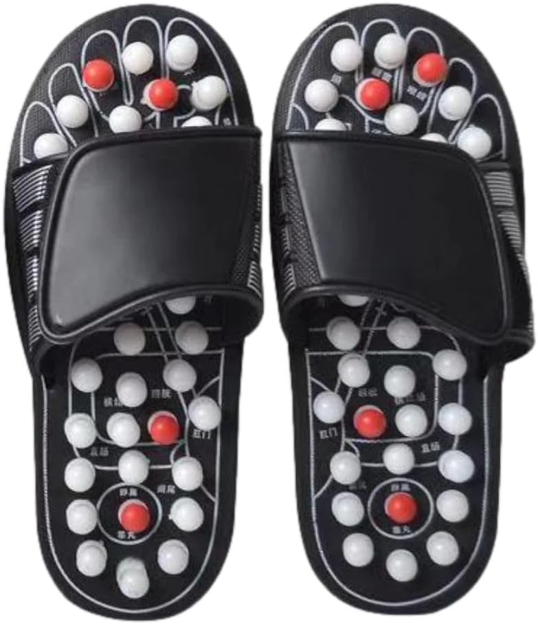 Reflexology Foot Pressure Point Massage Tools Mat Massage Slippers Slides Sandals Shoes, Back Knee Feet Arch Heel Pain and Tension Relief Products Gifts (S-Men(5.5-6.5) Women(7-8), 1Pair)