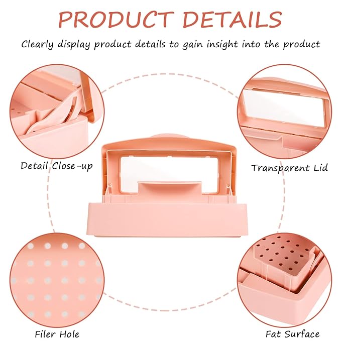 Gusnilo Sterilizer Box Nail Tool Disinfectant Jar Plastic Disinfectant Container Suitable for Nail Tools Hair Salons Beauty Centers and Manicure and Nail Equipment(Orange)